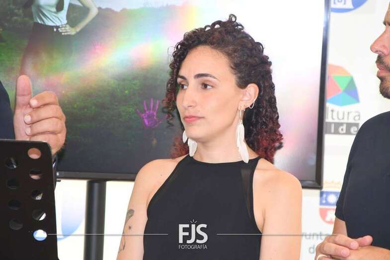 Lara Collado, en el momento de la apertura al público de la exposición el pasado 7 de julio/Francisco Javier Santana.